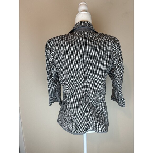 TALBOTS 14 Petite jacket blazer cotton checkered gingham black white Plaid - Picture 2 of 4